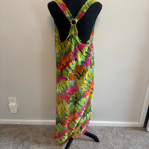 Trina Turk Swim Cover-Up Maxi Dress ~ Polynesia Palms - Sheer Size Small - Picture 4 of 9